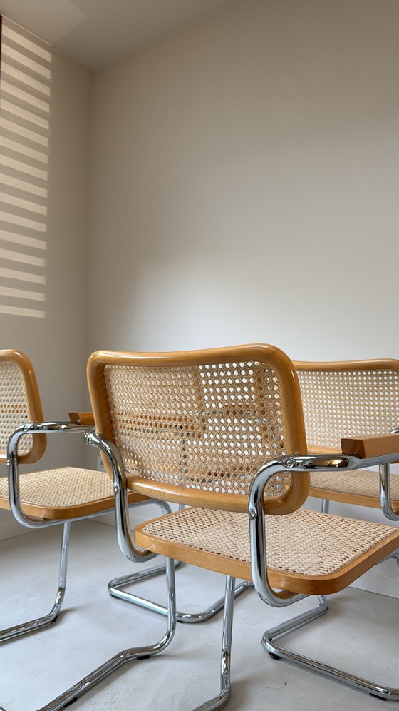 Vier vintage Cesca stoelen – Eetkamerstoelen, Hout, Rieten (photo 8 of 9)