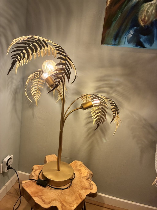 Art Deco Palmboom Tafellamp – tafellampen, Metal, Brass