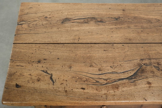 Image 1 of Antique 18th-century Southern European coffee table made of chestnut wood with 2 drawers