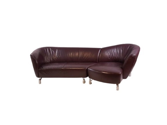 Image 1 of Leolux 'Pupilla' Sofa Chaise Longue Dunkel Lila Leder