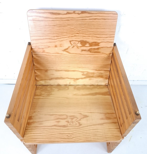 Image 1 of Vintage slat armchair 70s/80s wood constructivist
