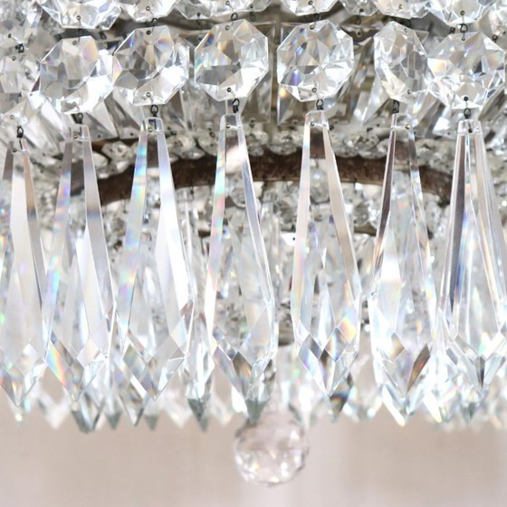 Image 1 of Spectacular Chandeliers with Large Crystal Drops, Italy Early 20th Century