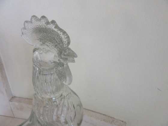 Glass Cockerel Decanter Bottle "V In A Circle" Maker's Mark For Summit Art Glass (Vogelsong) (photo 2 of 16)