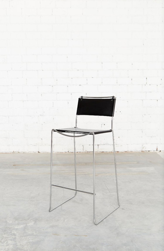 Image 1 of Leather Barstools by Giandomenico Belotti for Alias, 1980s, Set of 6