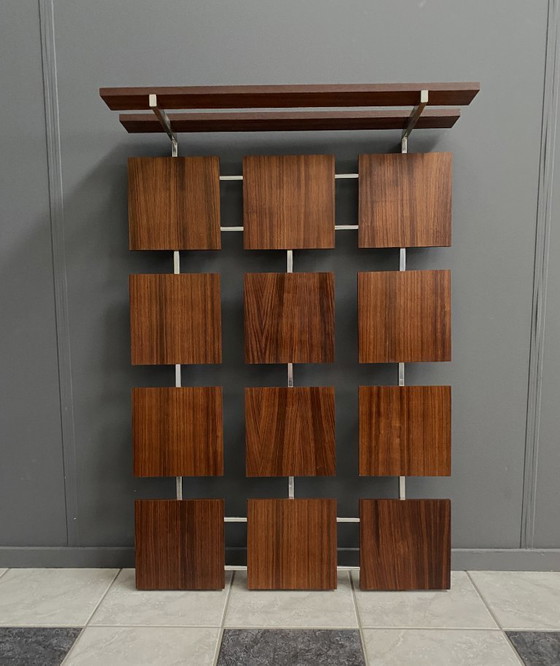 Image 1 of Appendiabiti da parete in legno impiallacciato palissandro e cromo, anni '60