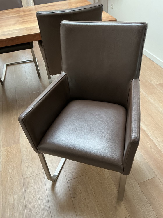 Image 1 of 6 leren eetkamerstoelen met buitengewoon comfortabele zit