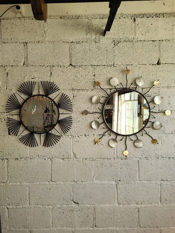 Image 1 of Handgemaakte zonnespiegel - uniek stuk ijzer messing aluminium