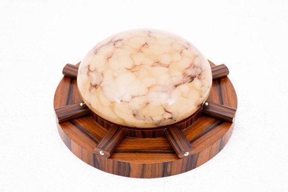 Image 1 of Lámpara de techo Art Déco de nogal, Polonia, años 50.