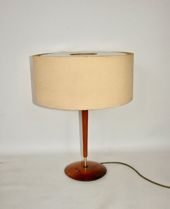 Image 1 of Lampada da tavolo vintage danese degli anni '60: legno, metallo, plastica