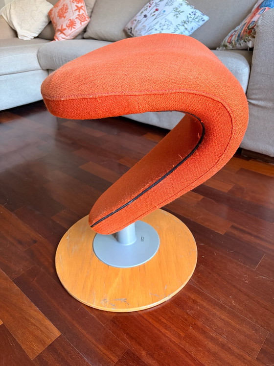 Peel ergonomic Armchair by Variér (Stokke) with ottoman - Olav Eldøy, Metal, Textile, Brown (photo 8 of 10)