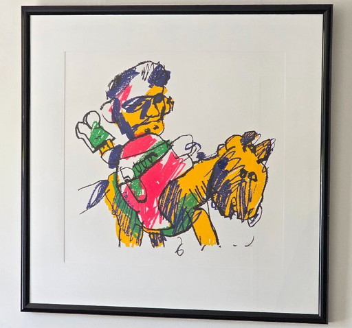 Herman Brood - Hombre con caballo - 27/200 - Firmado a mano