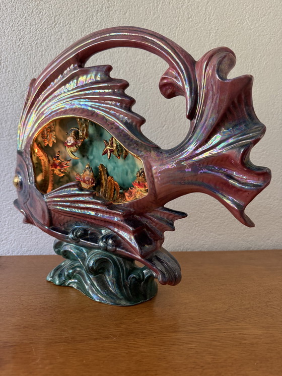 Image 1 of Grote keramische vis lamp jaren 50