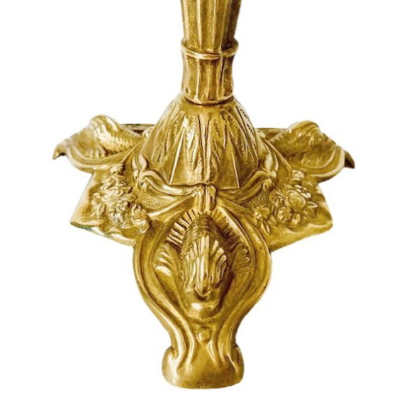 Image 1 of Candeliere barocco in ottone a 3 bracci Art Nouveau anni '30