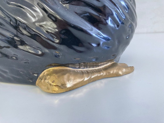 Image 1 of Lámpara de mesa de cerámica esculpida con forma de cisne de Ceramiche Zanotto, Bassano.