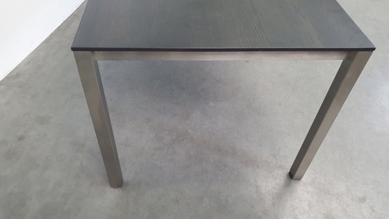 Image 1 of Arco Tisch aus reiner Eiche, geräuchertem Edelstahl, niederländisches Design, 210 x 90