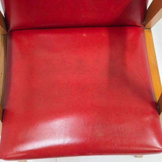 Image 1 of Poltrona vintage anni '50 con gambe a bussola in faggio e vinile, stile rockabilly anni '50