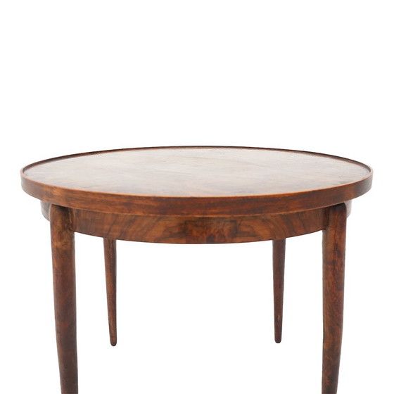 Image 1 of Round wooden coffee table, 1950s