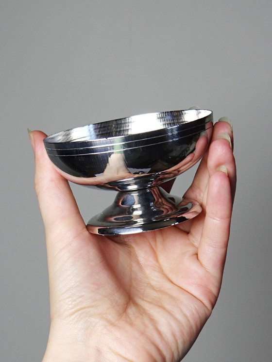 Image 1 of 6 Coupelles à dessert sur pieds en Inox vintages style Bistrot