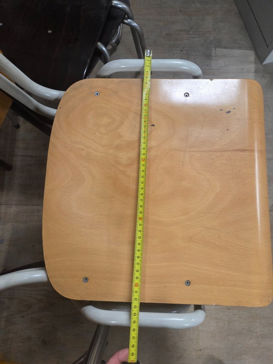 Vintage school chairs / industrial wooden chairs, set of 4, Dining chairs, Black (photo 7 of 8)