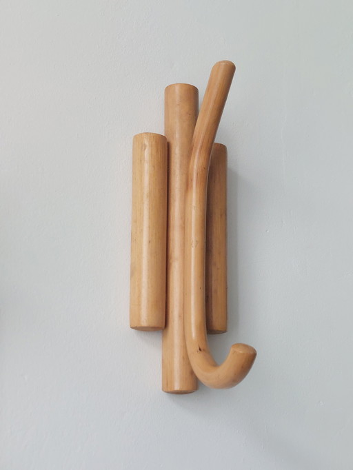 Pair of vintage mid-century bamboo coat racks, wall hangers