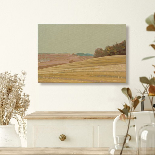 Paesaggio pastello, dipinto unico, pezzo unico dipinto a mano, 30 x 20 cm, pittura acrilica su tela