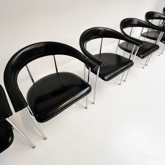 Image 1 of Set of 6 P40 chairs by Giancarlo Vegni for Fasem, 1980s