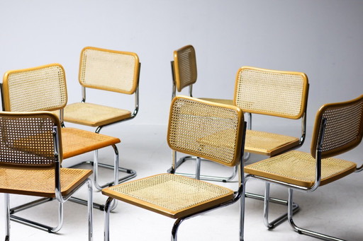 Conjunto de 7 (!) sillas italianas B32 "Cesca" de Marcel Breuer