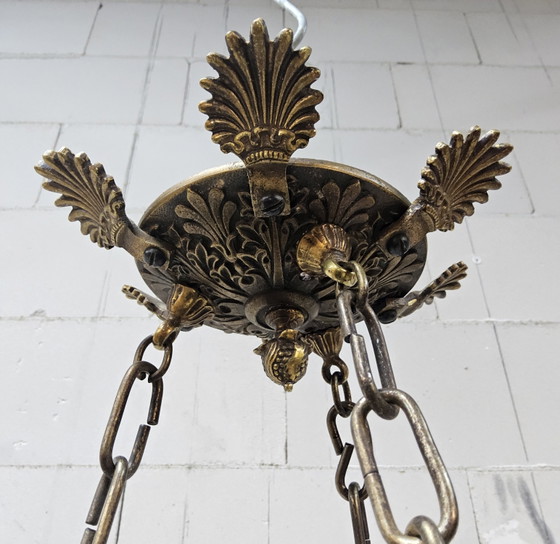 Image 1 of Antieke Franse Neo Renaissance / Henri 2 Greenman Kaars kroonluchter (Empire / Napoleon stijl)  kaars kandelaar 
