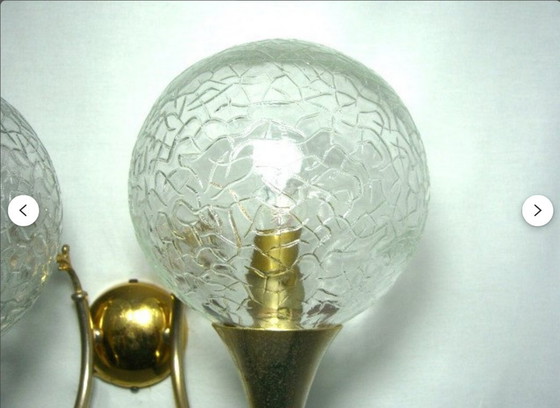 Image 1 of Applique (2), Mid Century Modern, Art Déco, ottone, vetro di Murano, vintage, raro