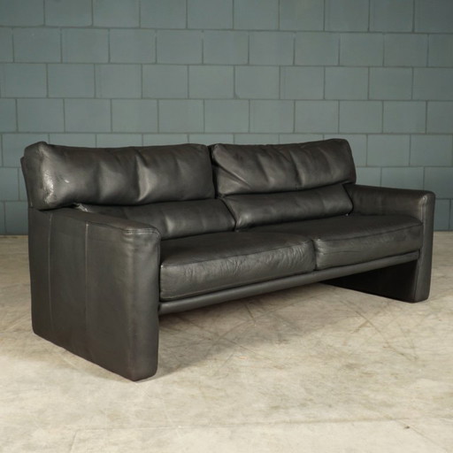 Design driezitsbank – zwart leder – Brühl