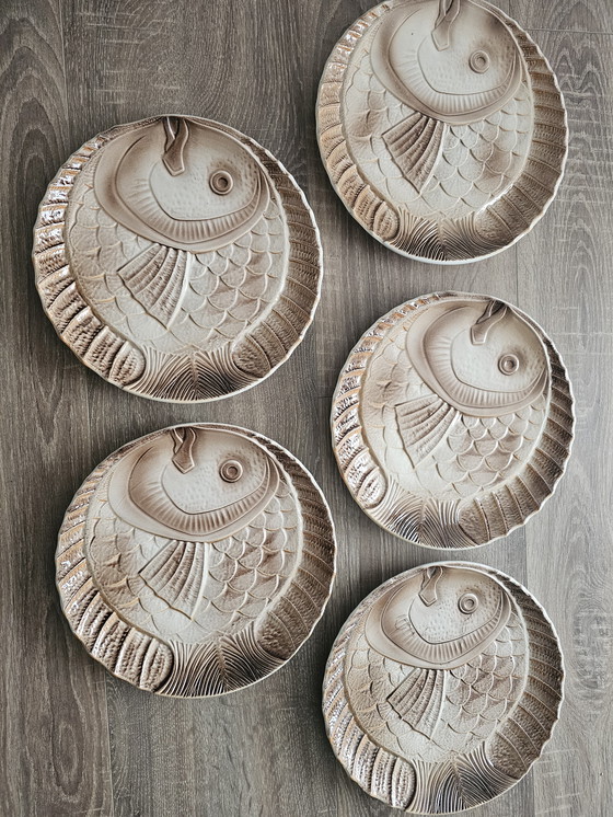 Image 1 of Piatti da pesce Sarreguemines – set di 5 – ceramica francese