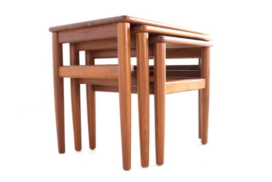 Set of 3 Danish Nesting Tables Side Tables Solid Teak Vintage Restored – Wood (photo 19 of 19)