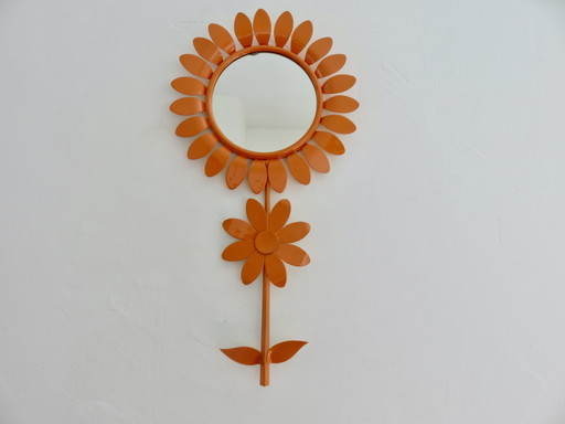 Fleur" mirror 1970, in Orange metal