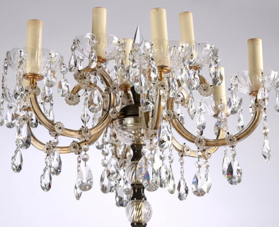 Image 1 of Large bohemian crystal Candlestick/candelabre floor lamp 1950’s