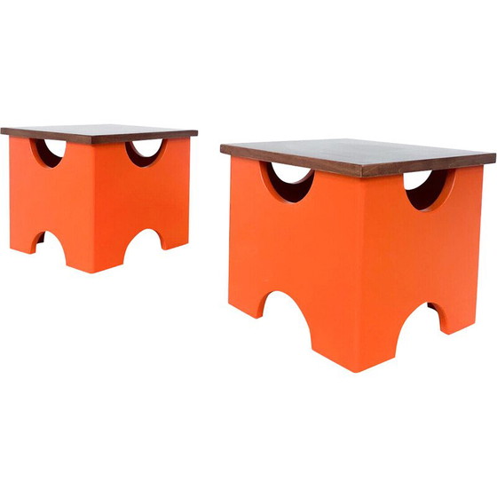 Image 1 of Paire de tabourets Dado du milieu du siècle par Ettore Sottsass