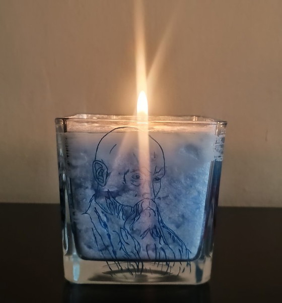 Himalayas · Collectible 1/1 Hand-Painted Functional Candle · Inspired by Nicholas Roerich – Glass art, Glass (photo 10 of 13)