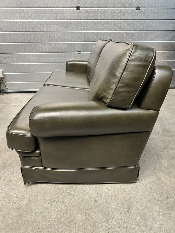 Image 1 of Sofá de 3 plazas de cuero verde musgo DEM Furniture Factory