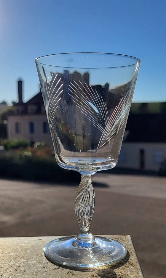 6 bicchieri di cristallo acqua/vino anni '60 (grano) – Bicchieri e caraffe, Crystal, Glass, Vintage (photo 5 of 6)
