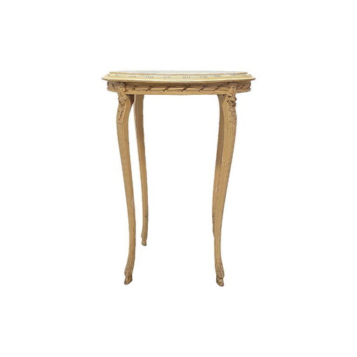 Frans klassiek ovale bijzettafel met marmer, eind 19e eeuw