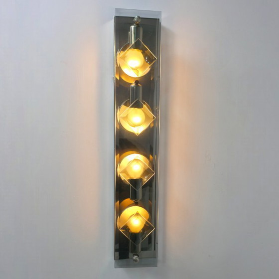 Image 1 of Set aus 2 Sische Wandlampen, Rauchglas/Chrom, 70er Jahre