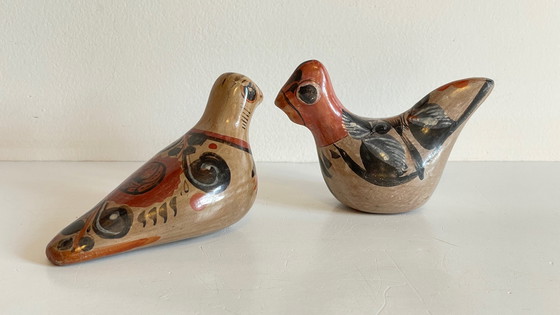 Image 1 of Couple Bird Ceramic Handmade Mexico Vintage