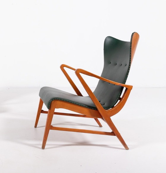 Image 1 of Sillón arquitectónico sueco de estilo moderno de mediados de siglo, diseñado por Axel Larsson en la década de 1950.