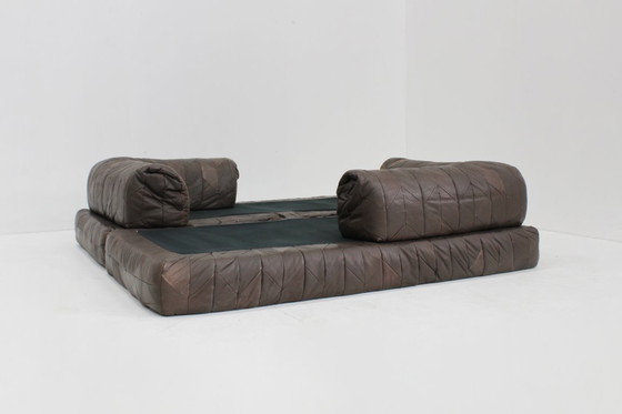 Image 1 of Vintage leren patchwork sofa  daybed jaren 70