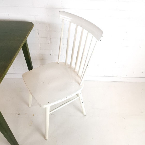 Image 1 of Vintage Tafel Met 3 Spijlenstoelen