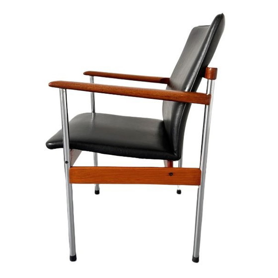 Image 1 of Vintage Danish Design Thereca chair mid-century teak black 1970's