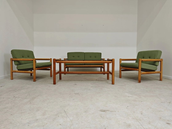 Complete modernist green chalet living room, Czechoslovakia 1970. – Lounge sets, Wood, Mid Century Modern (photo 6 of 9)
