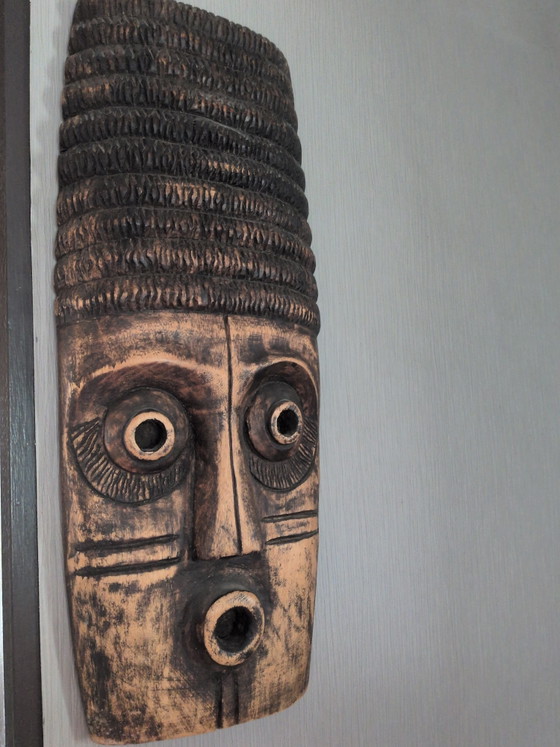 Image 1 of Bellissima maschera vintage in legno – Decorazione murale etnica anni '90