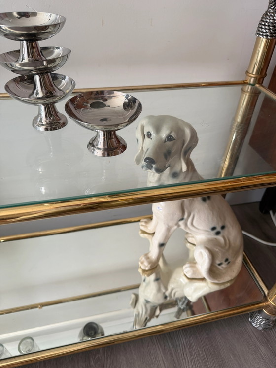 Table d'appoint / Console de bar Hollywood Regency – Metal, Glass (photo 10 of 11)
