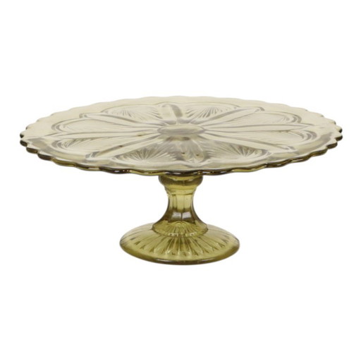 Fuente para pasteles Art Déco, fuente para repostería, vidrio prensado, 27 cm. – tafelaccessoires, Glass