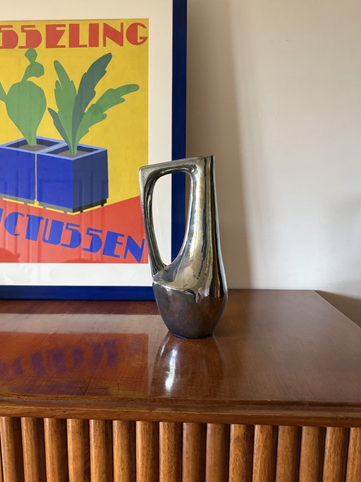 A. Cytère, vase moderne en gres irisé, Rambervillers France années 1950